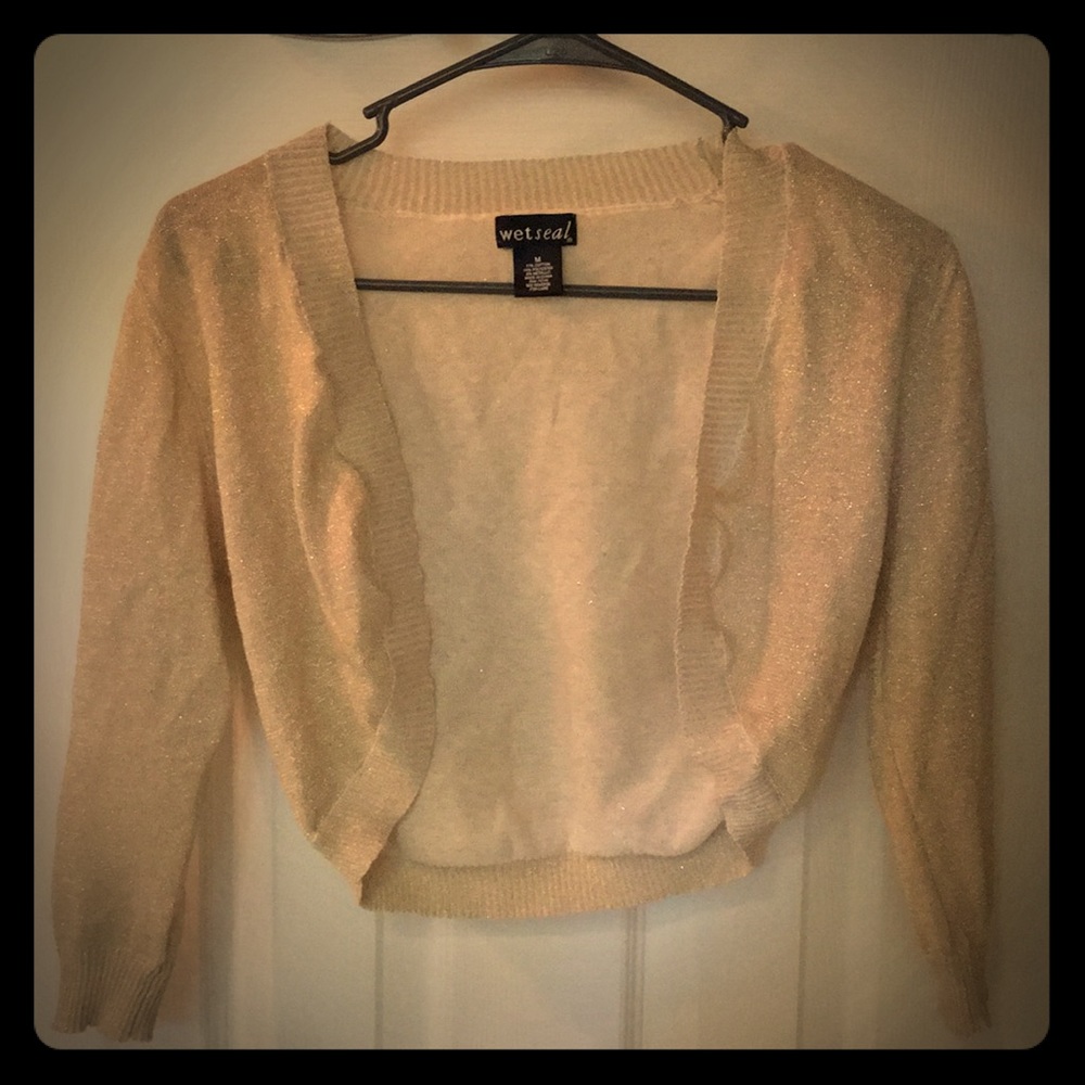 Gold crop sweater/shawl. Like new. Never worn.